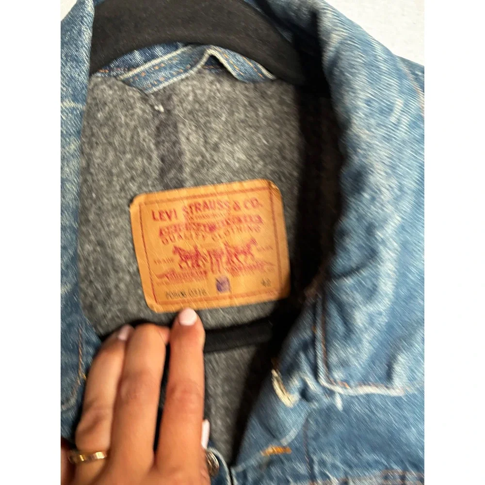 Vintage Levis‎ 70506-0316 Blanket Lined Denim Trucker Jacket Made in USA Mens 42 - Picture 5 of 13